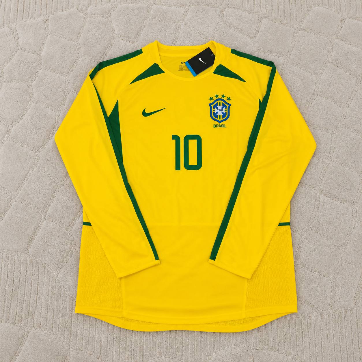 Neymar Jr Brazil Yellow Long Sleeve Retro Football Jersey