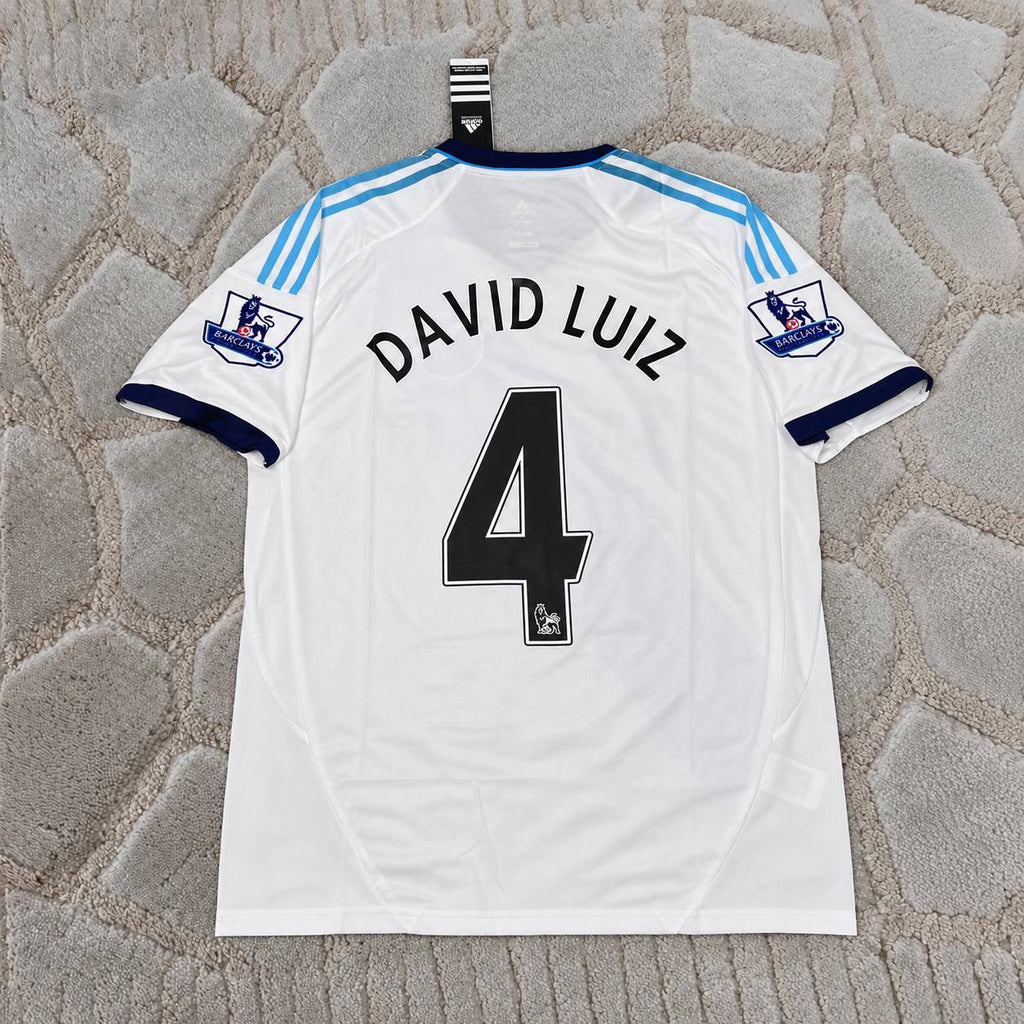 David Luiz #4 Chelsea 2012-2013 White Retro  Football Shirt - Jersey Kit
