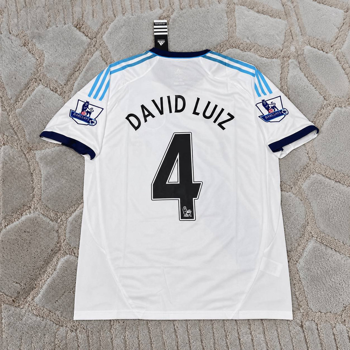 David Luiz #4 Chelsea 2012-2013 White Retro  Football Shirt - Jersey Kit