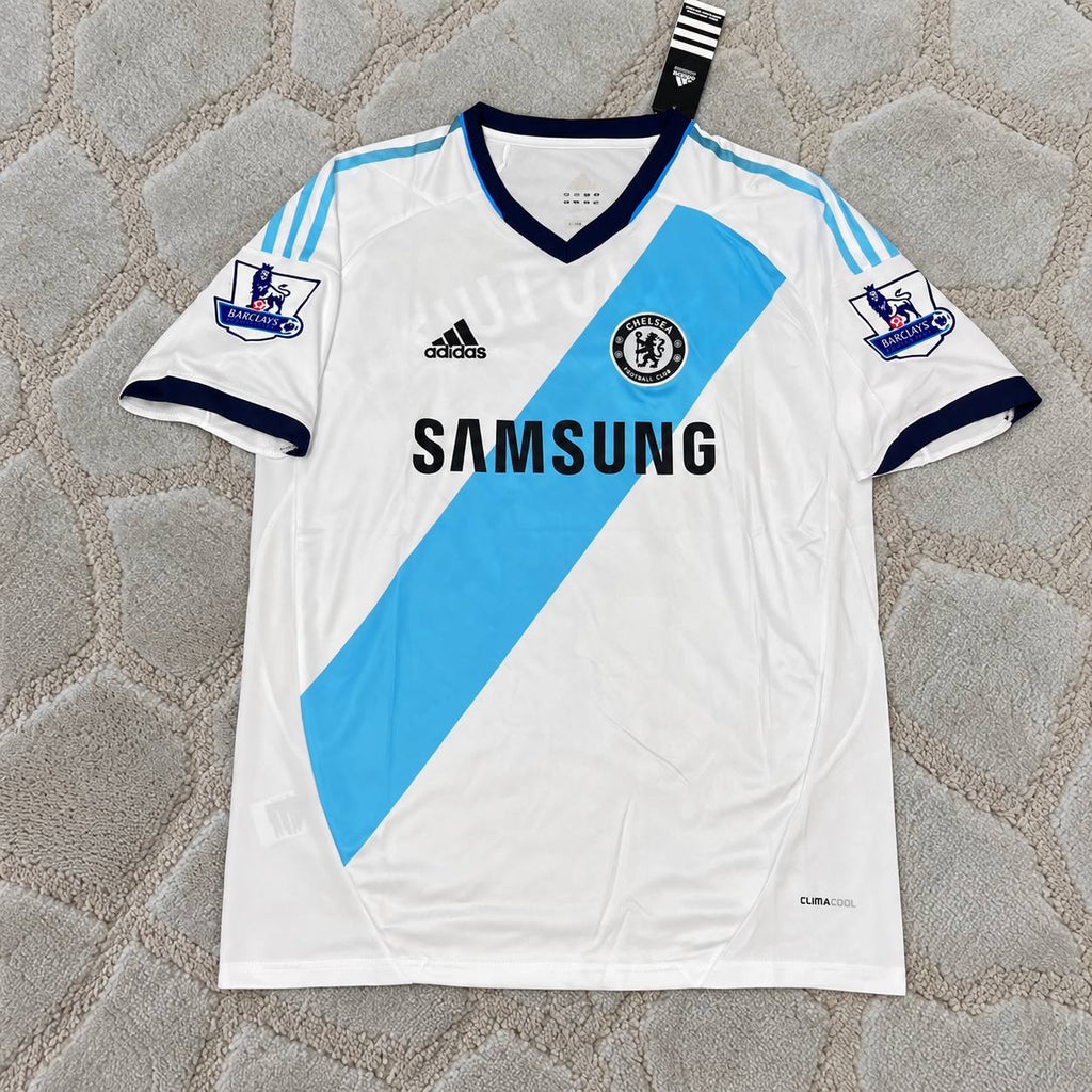 David Luiz #4 Chelsea 2012-2013 White Retro  Football Shirt - Jersey Kit