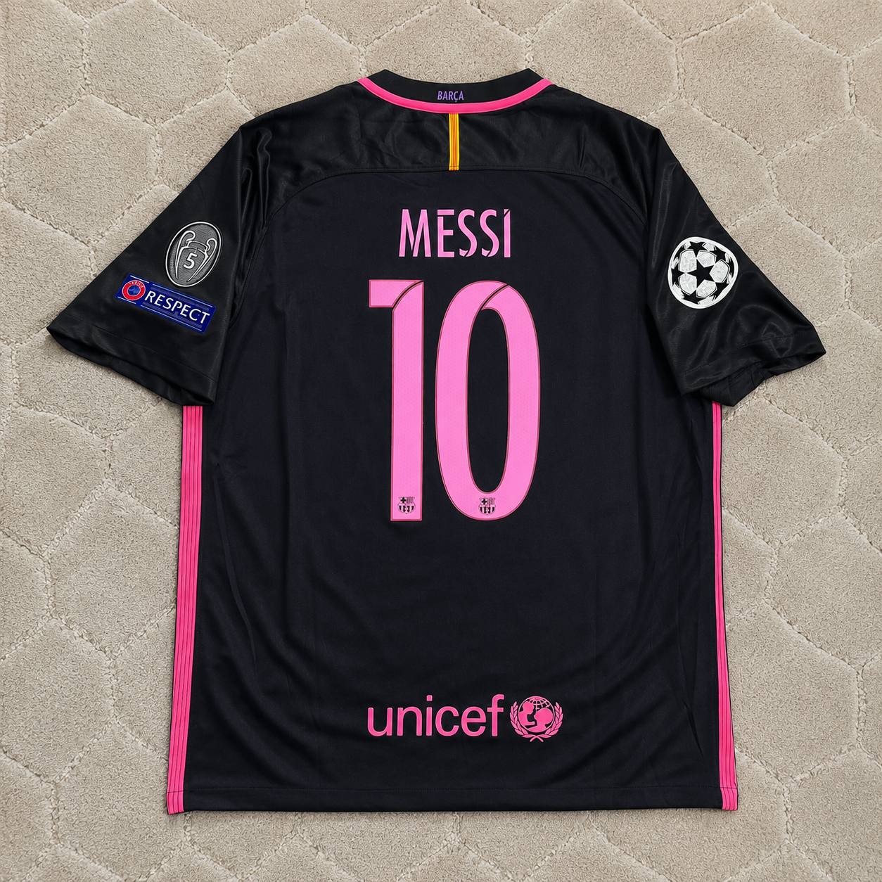 Lionel Messi Barcelona 2014/15 Retro Black Pink Jersey Maillot Trikot Maglia