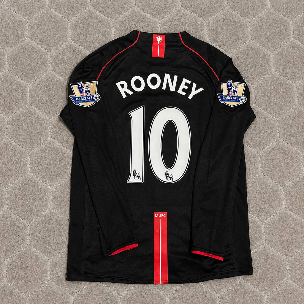 Wayne Rooney Manchester United 2007-2008 Black Retro Football Jersey Kit