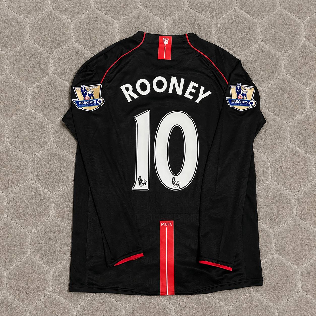 Wayne Rooney Manchester United 2007-2008 Black Retro Football Jersey Kit