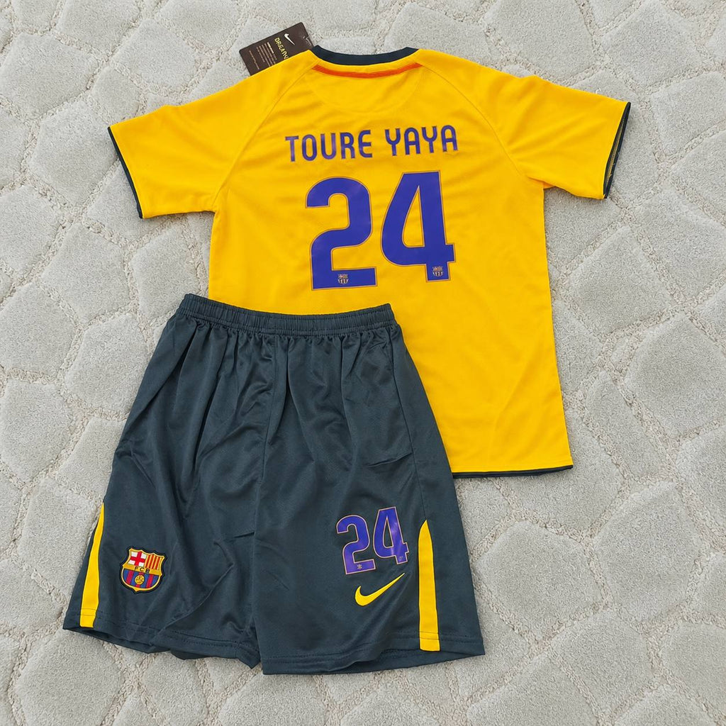 Yaya Touré Barcelona 2008-2009 Yellow Kids Retro Football Jersey