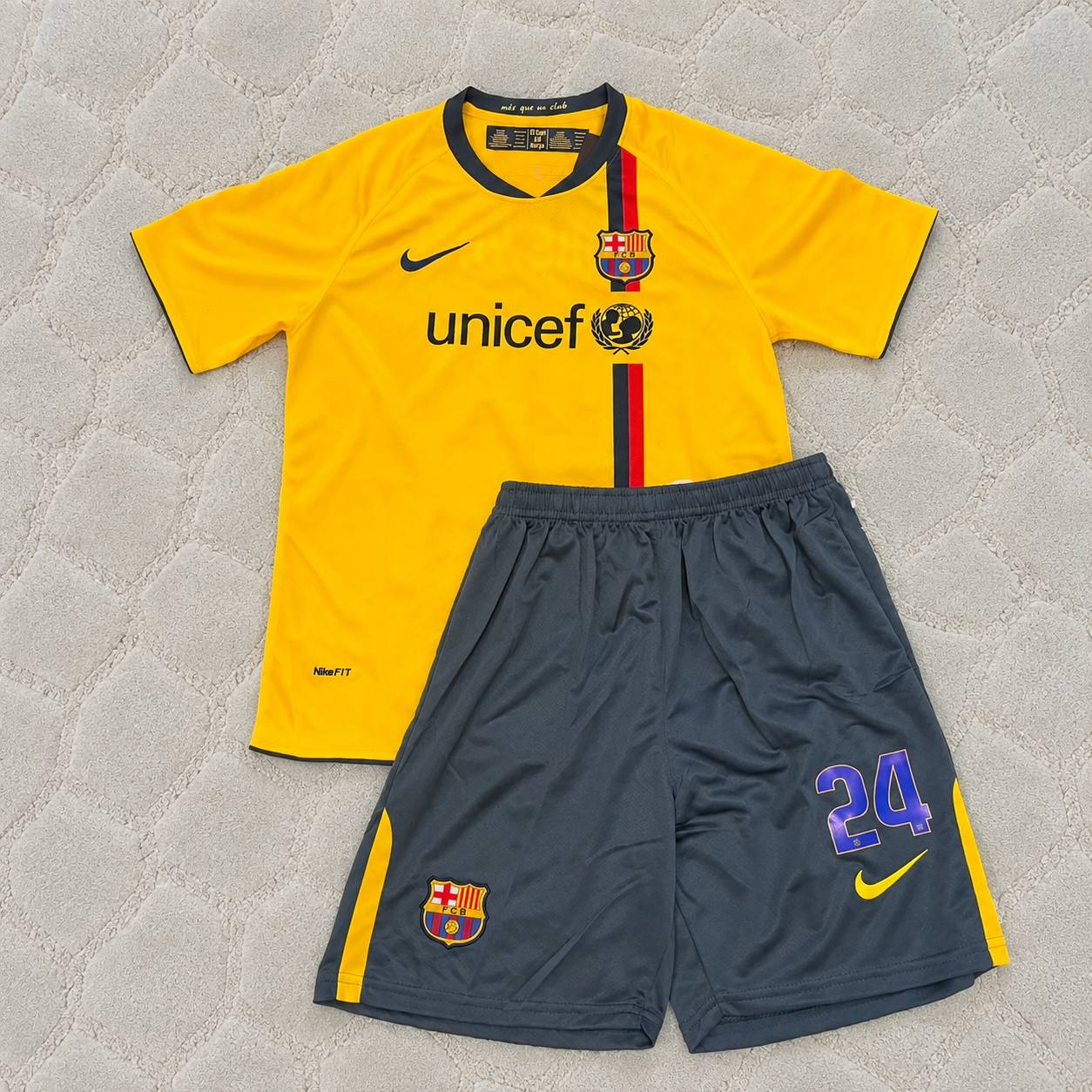 Yaya Touré Barcelona 2008-2009 Yellow Kids Retro Football Jersey