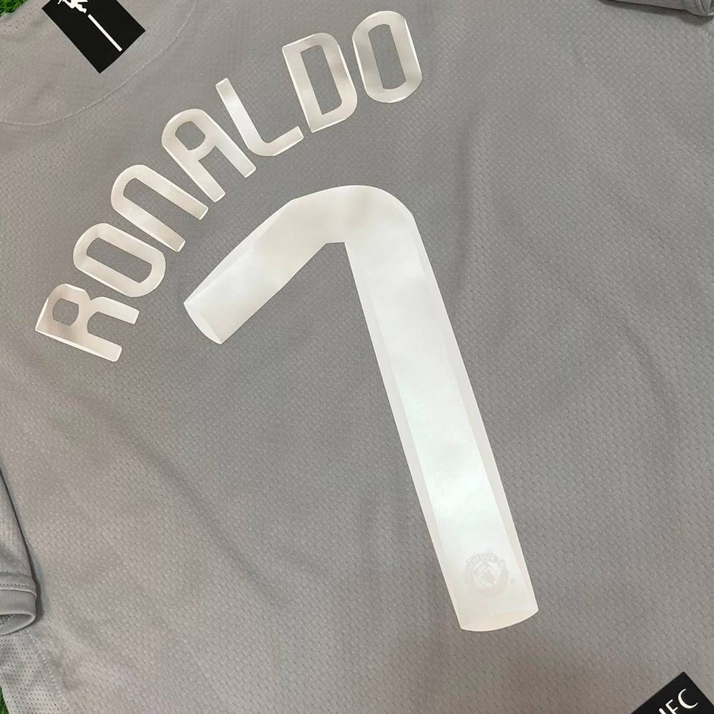 Cristiano Ronaldo Manchester United 2007 2008 Grey Retro Jersey Trikot Maillot Soccer Shirt