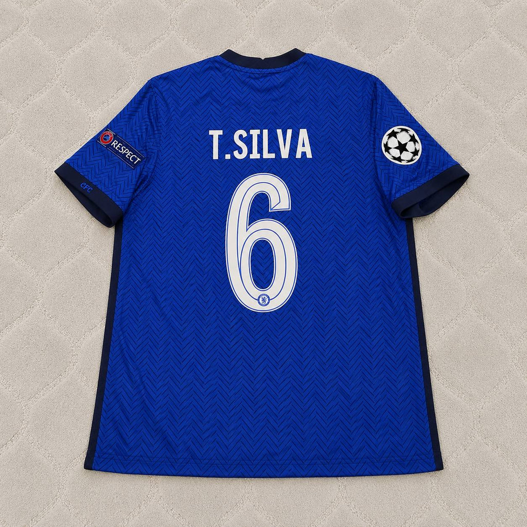 Thiago Silva 6- Chelsea 2021 Champions League Final Blue Retro Football Jersey Kit