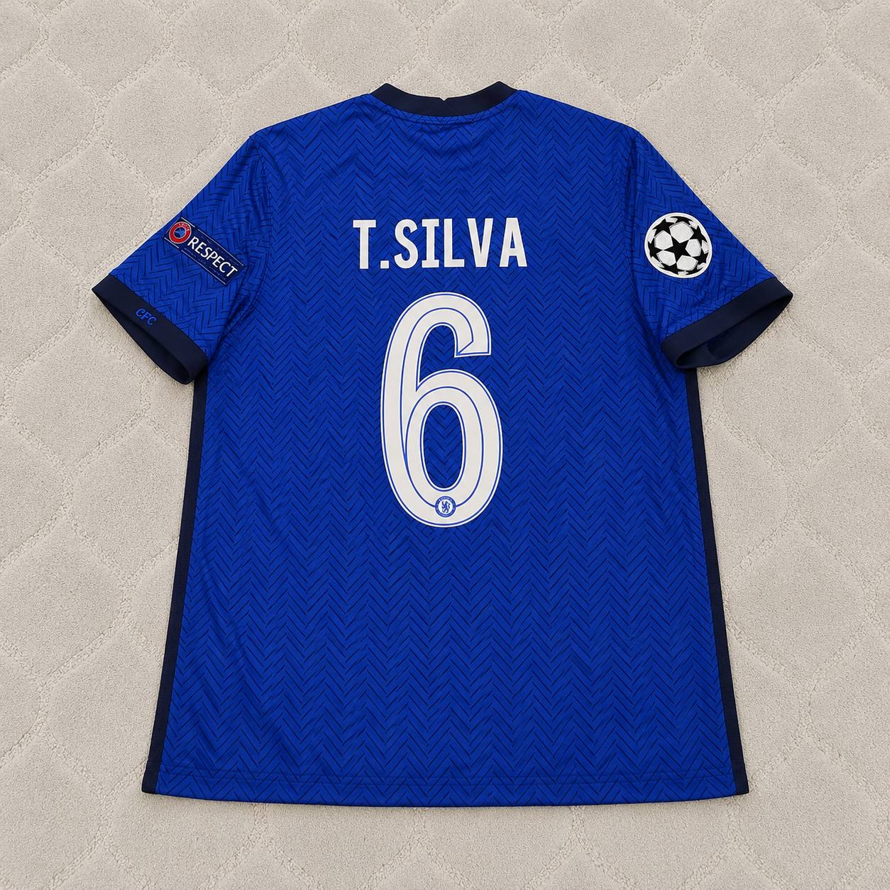 Thiago Silva 6- Chelsea 2021 Champions League Final Blue Retro Football Jersey Kit