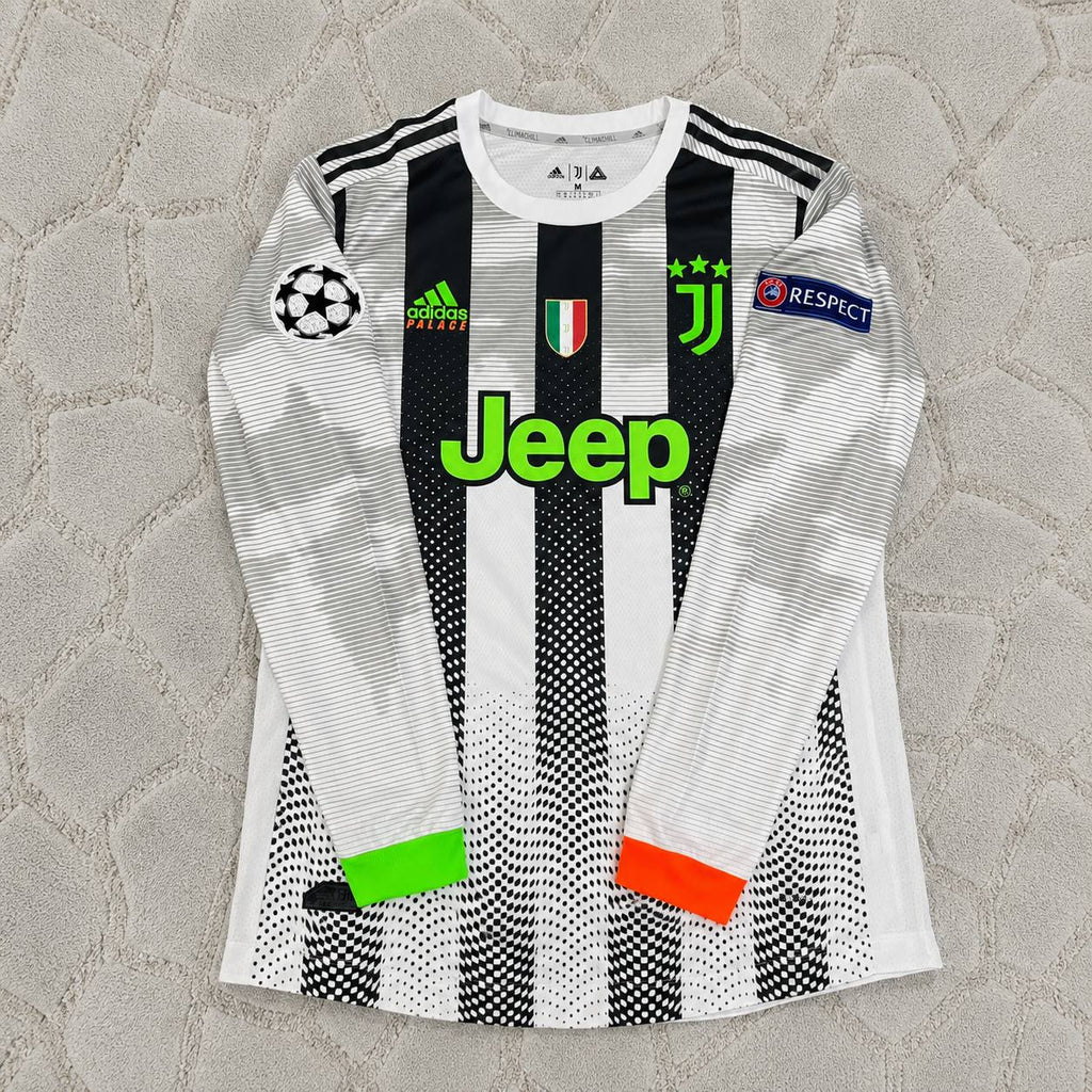 Cristiano Ronaldo #7 Juventus 2019-2020 Champions League Patch Long Sleeve Retro Football Jersey