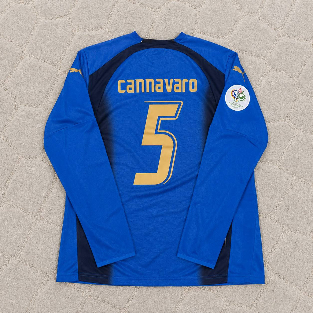 Fabio Cannavaro #5 Italy 2006 World Cup Final Long Sleeve Retro Jersey Maillot Trikot Maglia Soccer Shirt