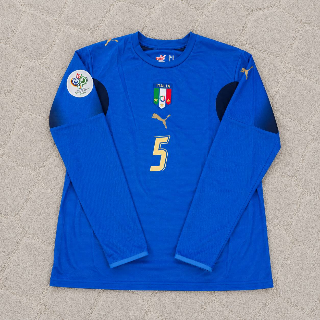 Fabio Cannavaro #5 Italy 2006 World Cup Final Long Sleeve Retro Jersey Maillot Trikot Maglia Soccer Shirt