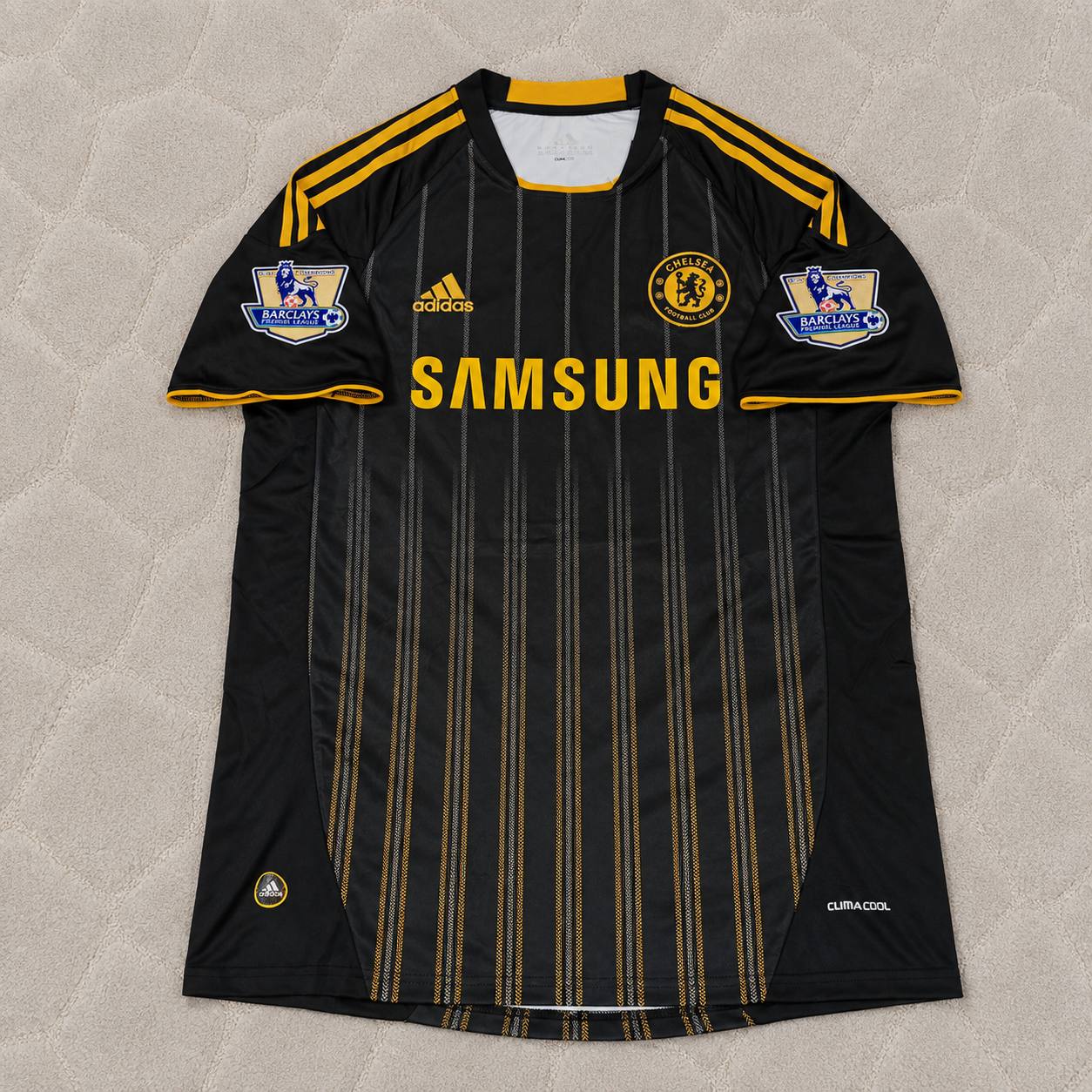 David Luiz #4 Chelsea 2010 2011 Away Retro Black Orange Football Jersey
