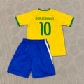 Ronaldinho Brazil Home Yellow Retro Kids Football Jersey Kit