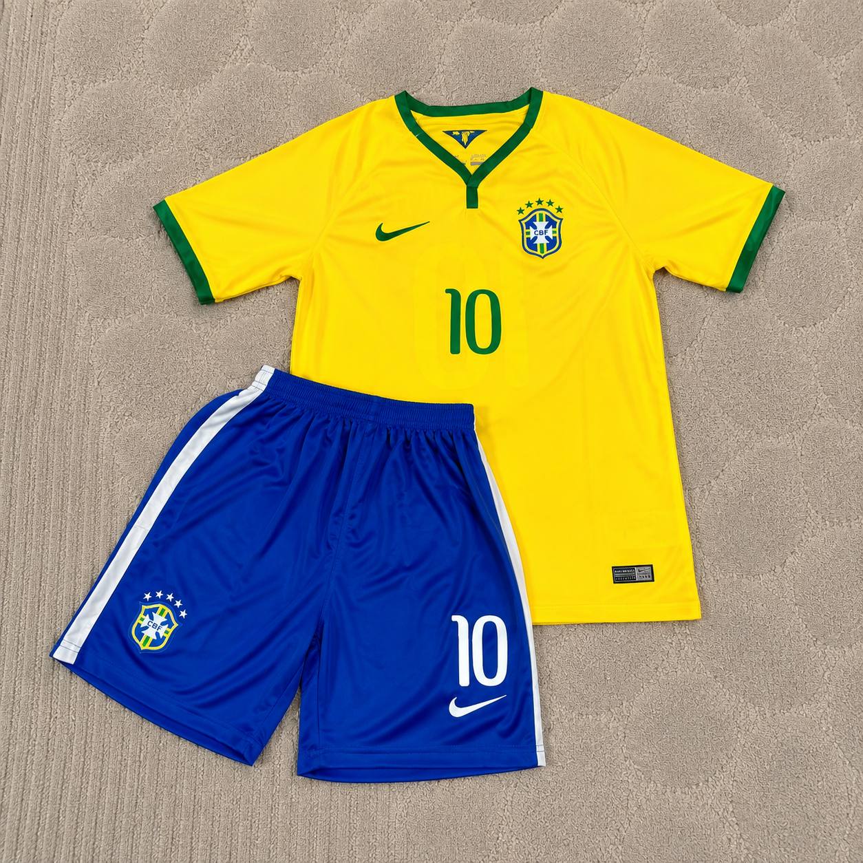 Ronaldinho Brazil Home Yellow Retro Kids Football Jersey Kit