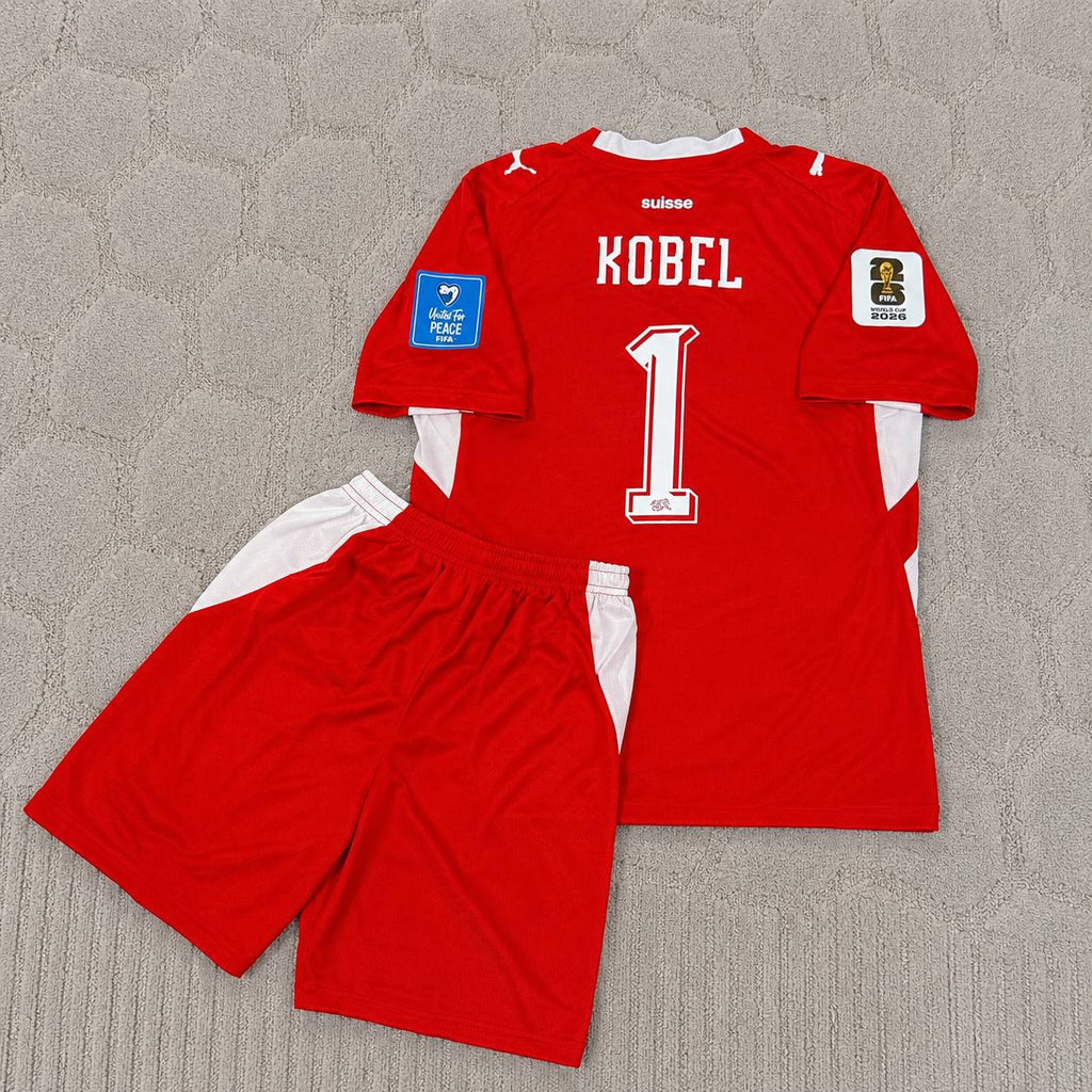 Gregor Kobel 1- Switzerland 2026 World Cup Kids Kit Jersey Trikot Maillot