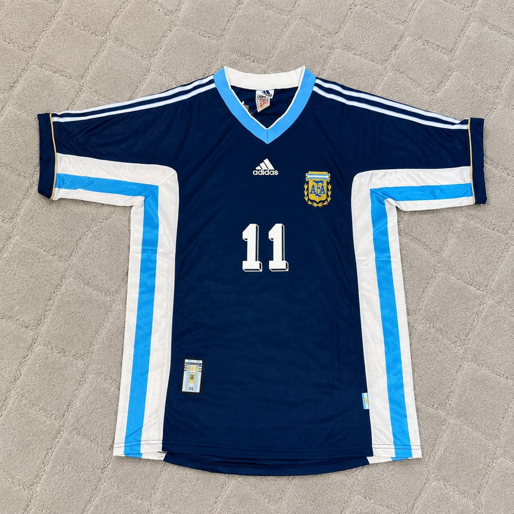 Juan Sebastián Verón #11 Argentina 1998 World Cup Blue Retro Football Jersey