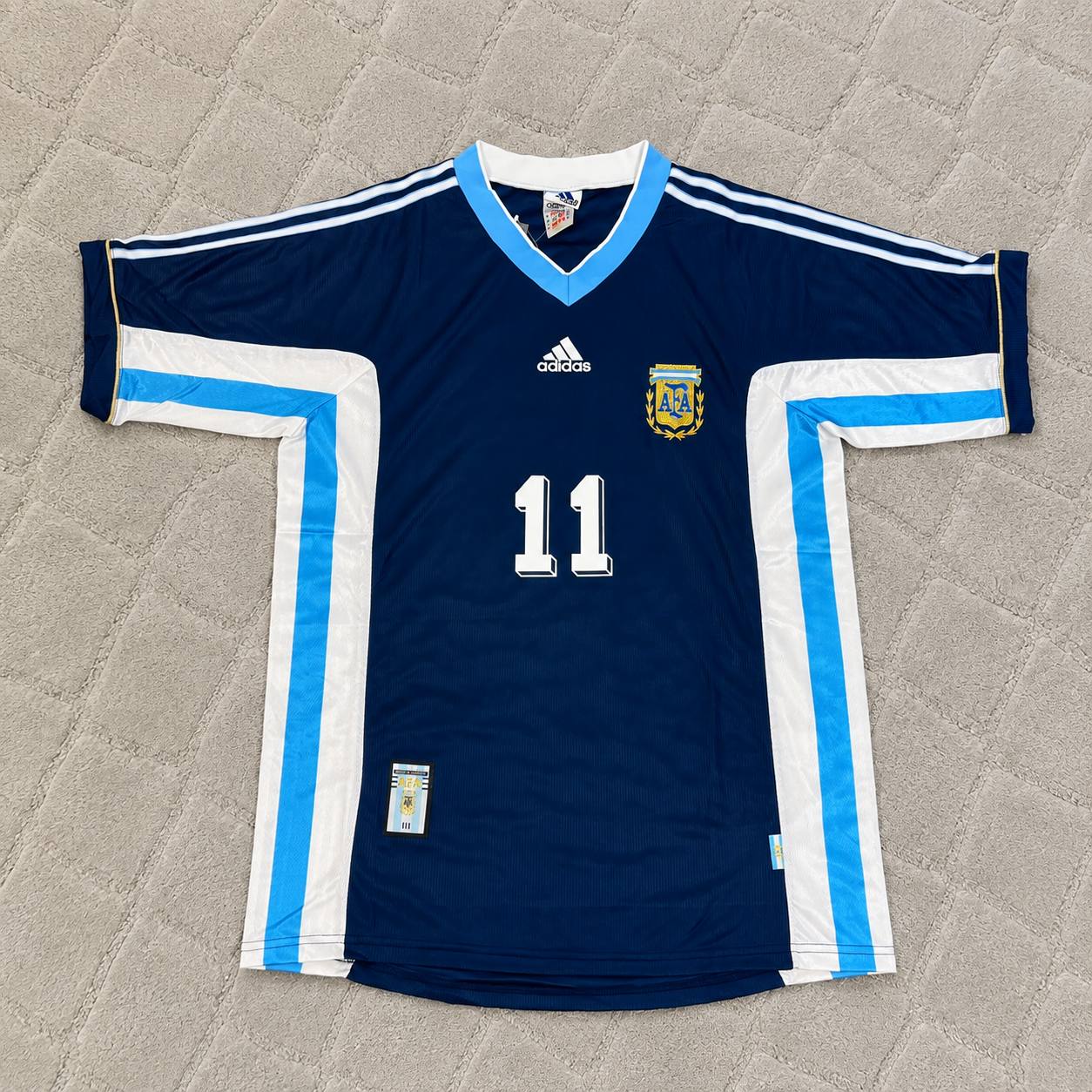 Juan Sebastián Verón #11 Argentina 1998 World Cup Blue Retro Football Jersey