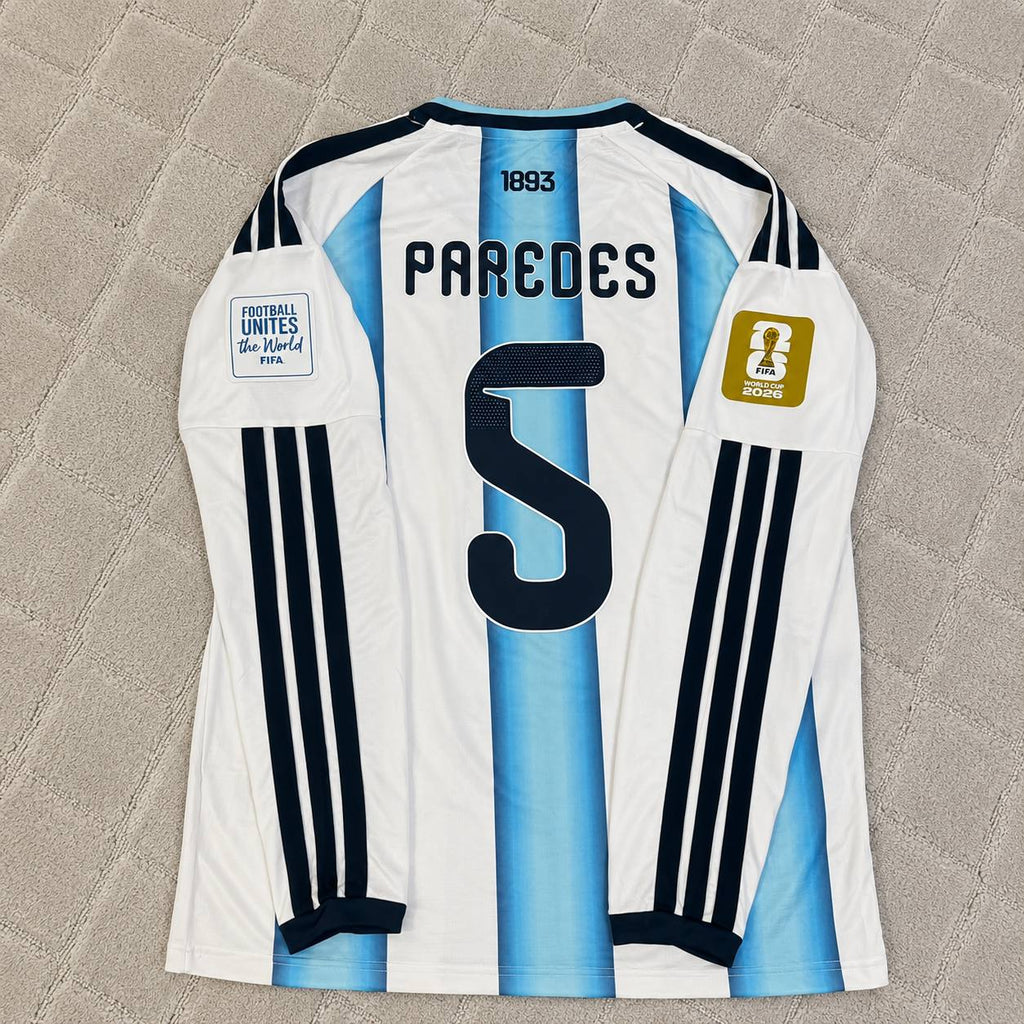 Leandro Paredes #5 Argentina 2026 World Cup Long Sleeve Football Jersey Kit