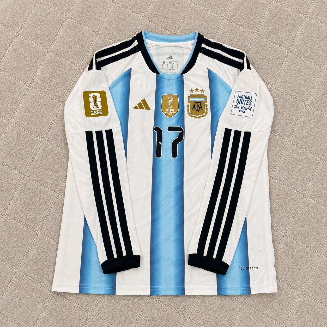 Giuliano Simeone #17 Argentina 2026 World Cup Long Sleeve Football Jersey Kit