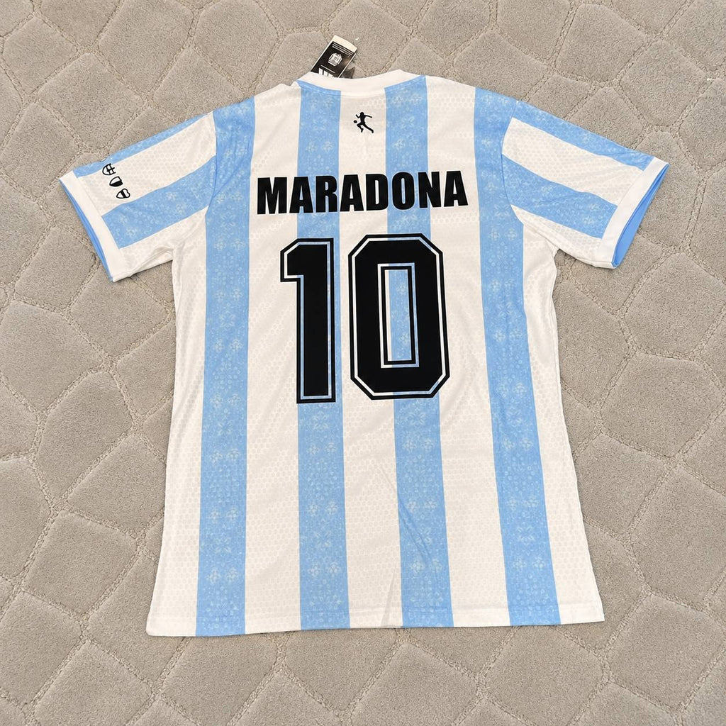 Diego Armando Maradona 10 - Argentina Legendary White Retro Kit Jersey Trikot Maillot Soccer Shirt