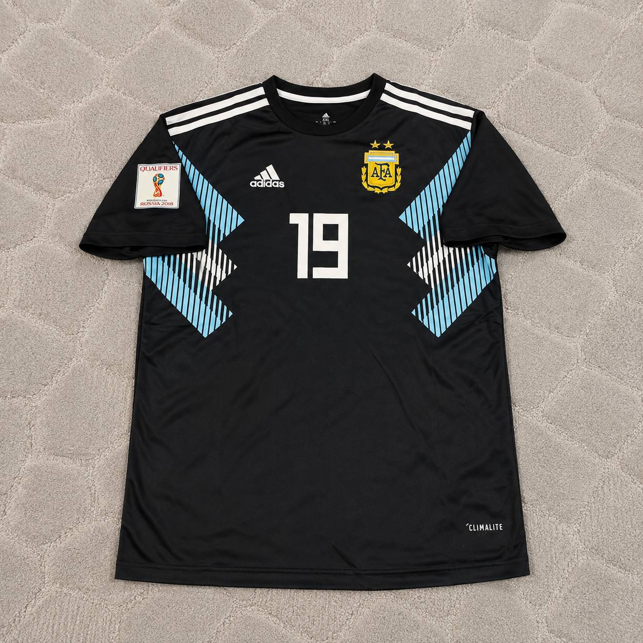 Sergio Kun Agüero Argentina 2018 World Cup Black Retro Football Jersey