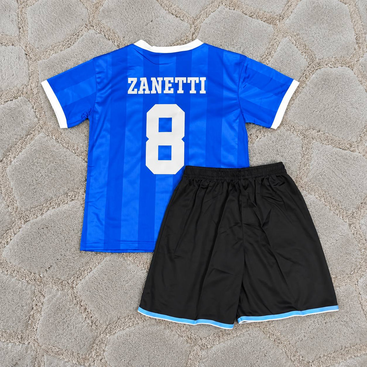 Javier Zanetti #8 Argentina 1998 Kids Blue Retro Football Shirt - Jersey Kit