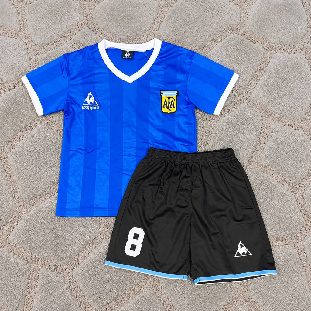 Javier Zanetti #8 Argentina 1998 Kids Blue Retro Football Shirt - Jersey Kit