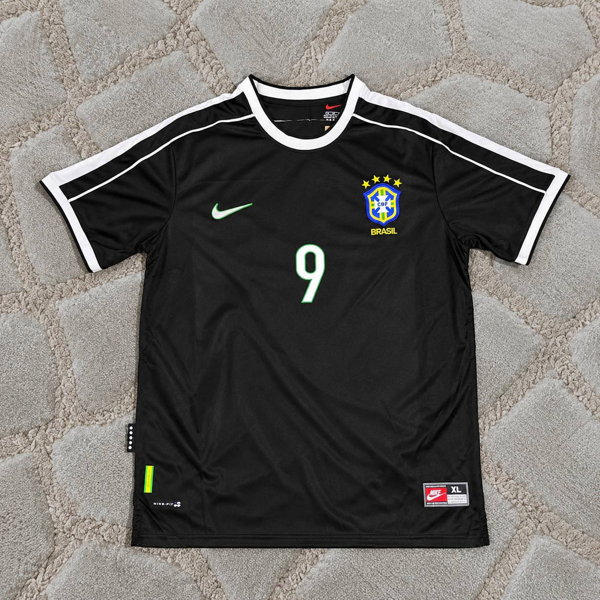 Ronaldo Nazario #9 Brazil Retro Black Edition Jersey – Football Shirt