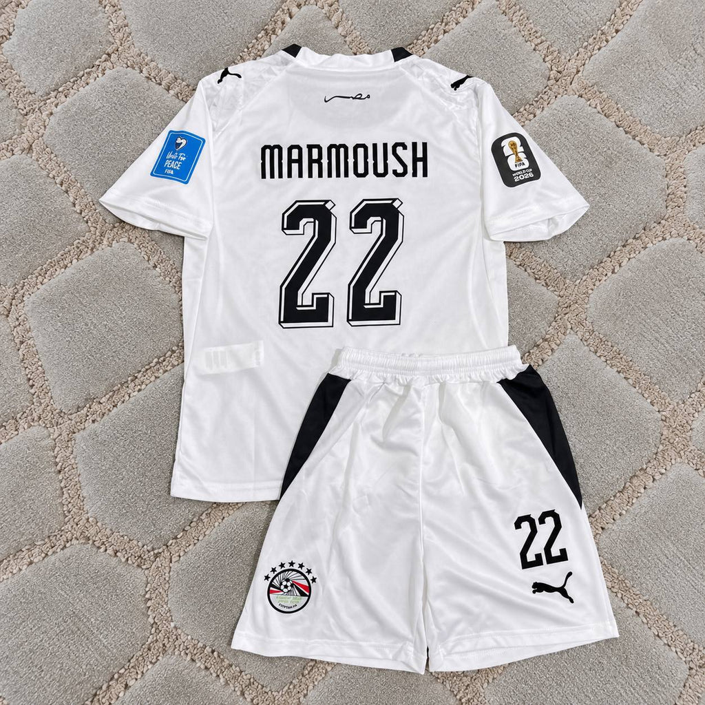 Omar Marmoush #22 Egypt 2026 World Cup Kids Away Football Shirt - Jersey Kit