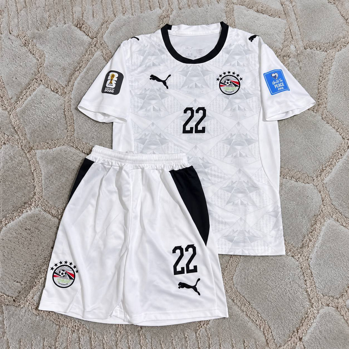 Omar Marmoush #22 Egypt 2026 World Cup Kids Away Football Shirt - Jersey Kit