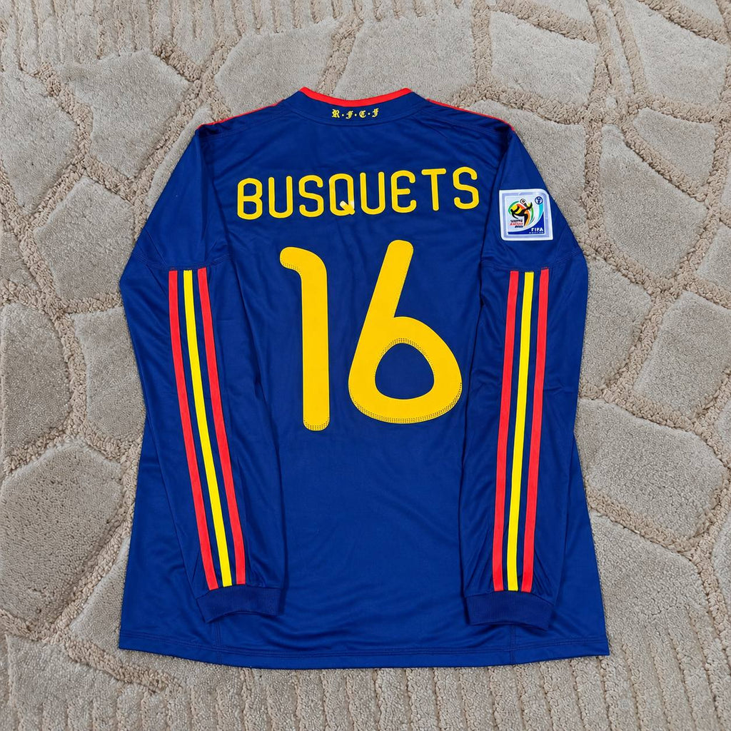 Sergio Busquets #16 Spain 2010 World Cup Final Home Football Shirt - Retro Edition - Trikot Maillot