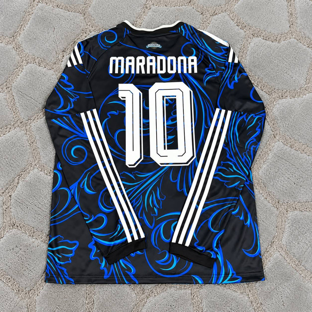 Diego Maradona #10 Argentina Retro Away Long Sleeve Football Shirt - Jersey Kit