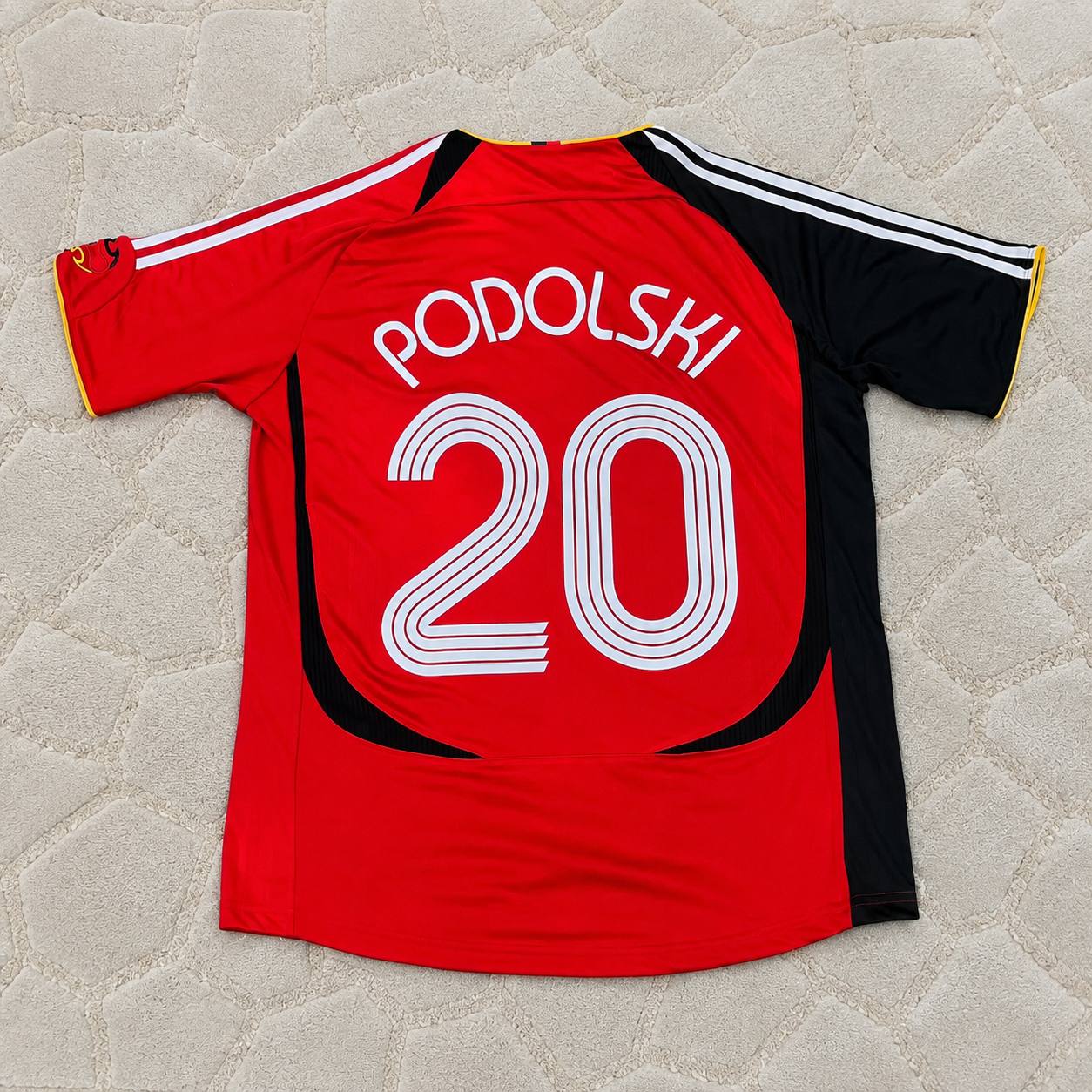 Lukas Podolski Germany 2006 World Cup Away Red Black Retro Football Jersey