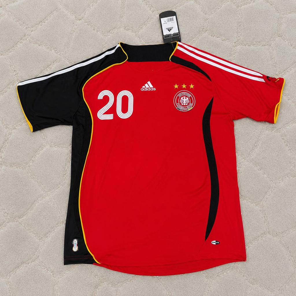 Lukas Podolski Germany 2006 World Cup Away Red Black Retro Football Jersey