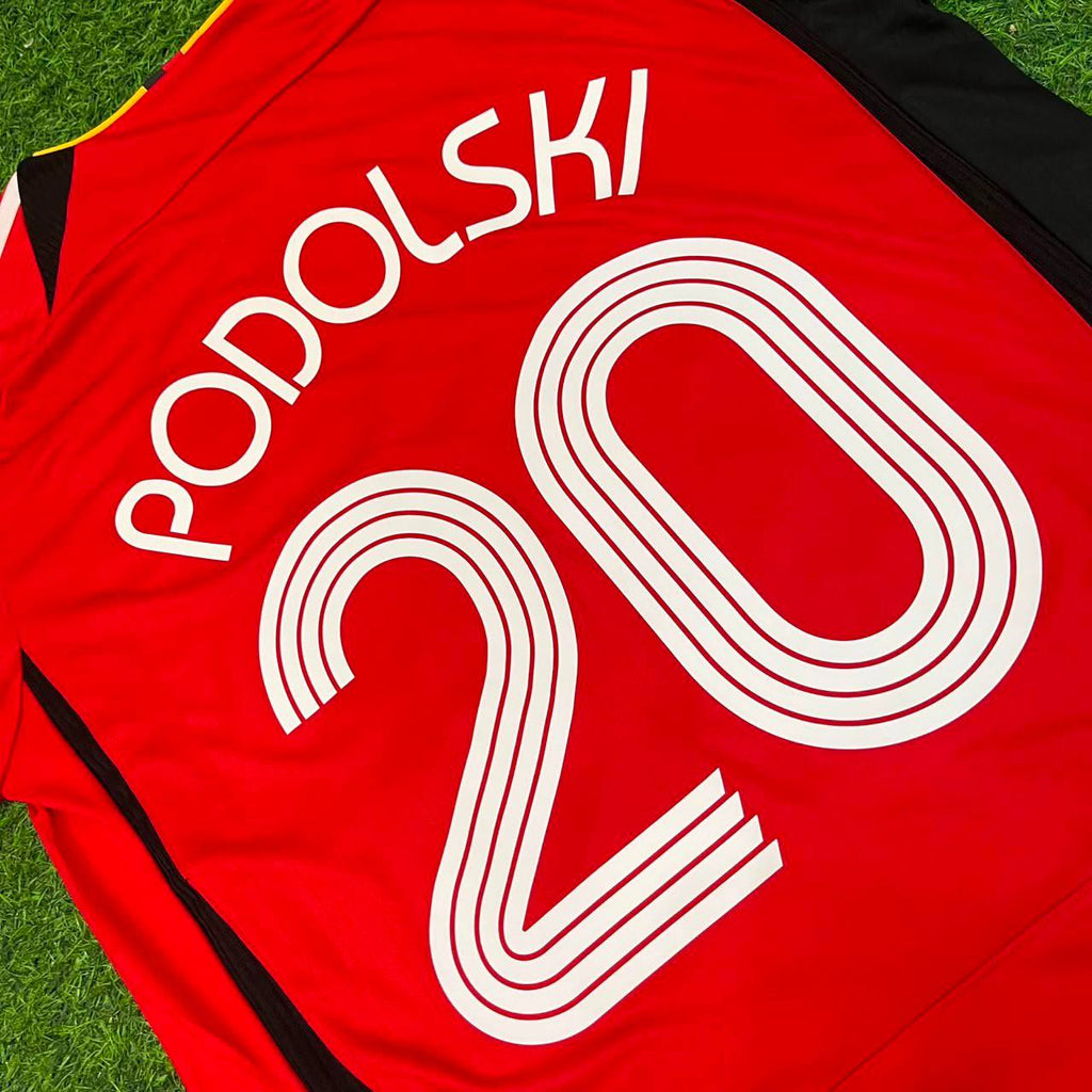 Lukas Podolski Germany 2006 World Cup Away Red Black Retro Football Jersey