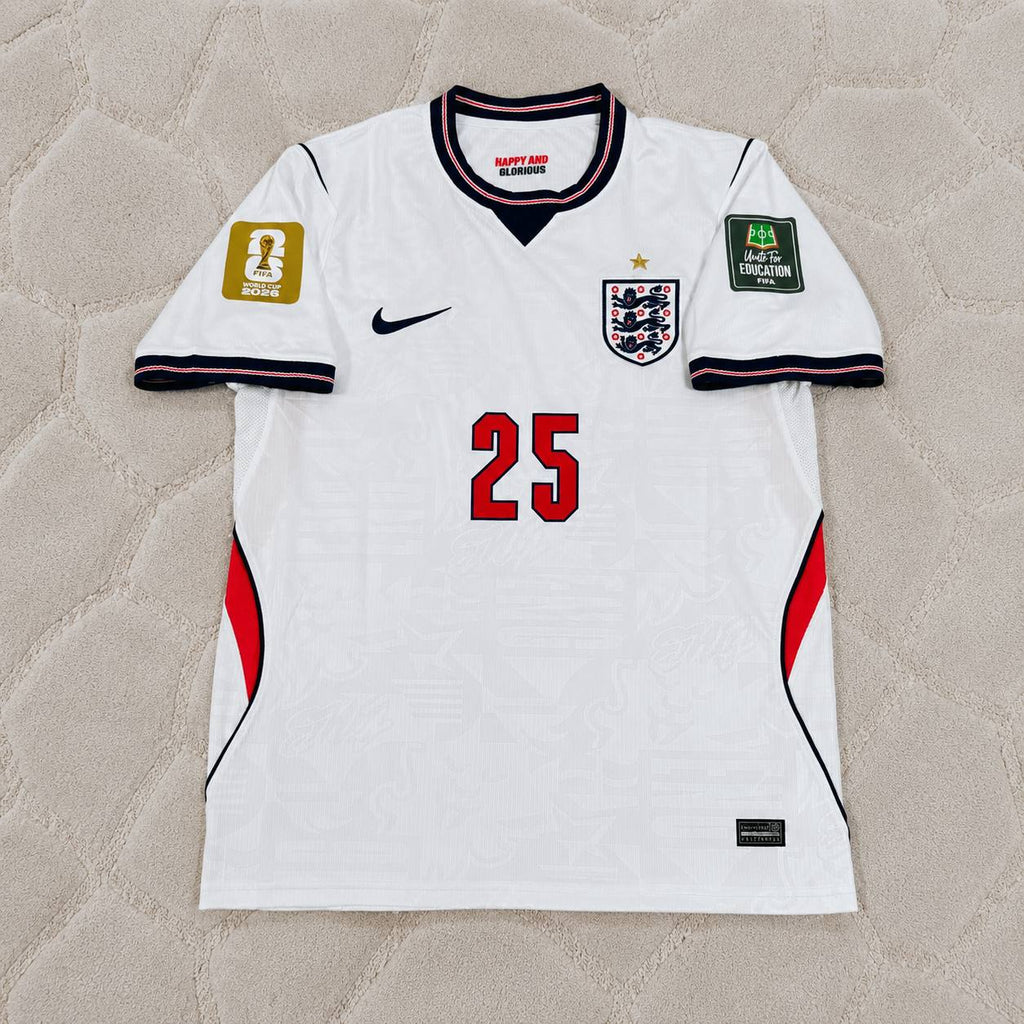 Djed Spence #25 England 2026 World Cup Home White Football Jersey
