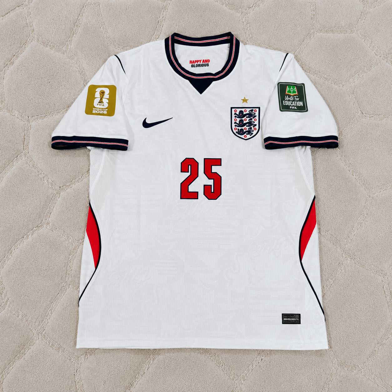 Djed Spence #25 England 2026 World Cup Home White Football Jersey