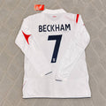 David Beckham #7 England World Cup 2006  Home Long Sleeve Retro Jersey