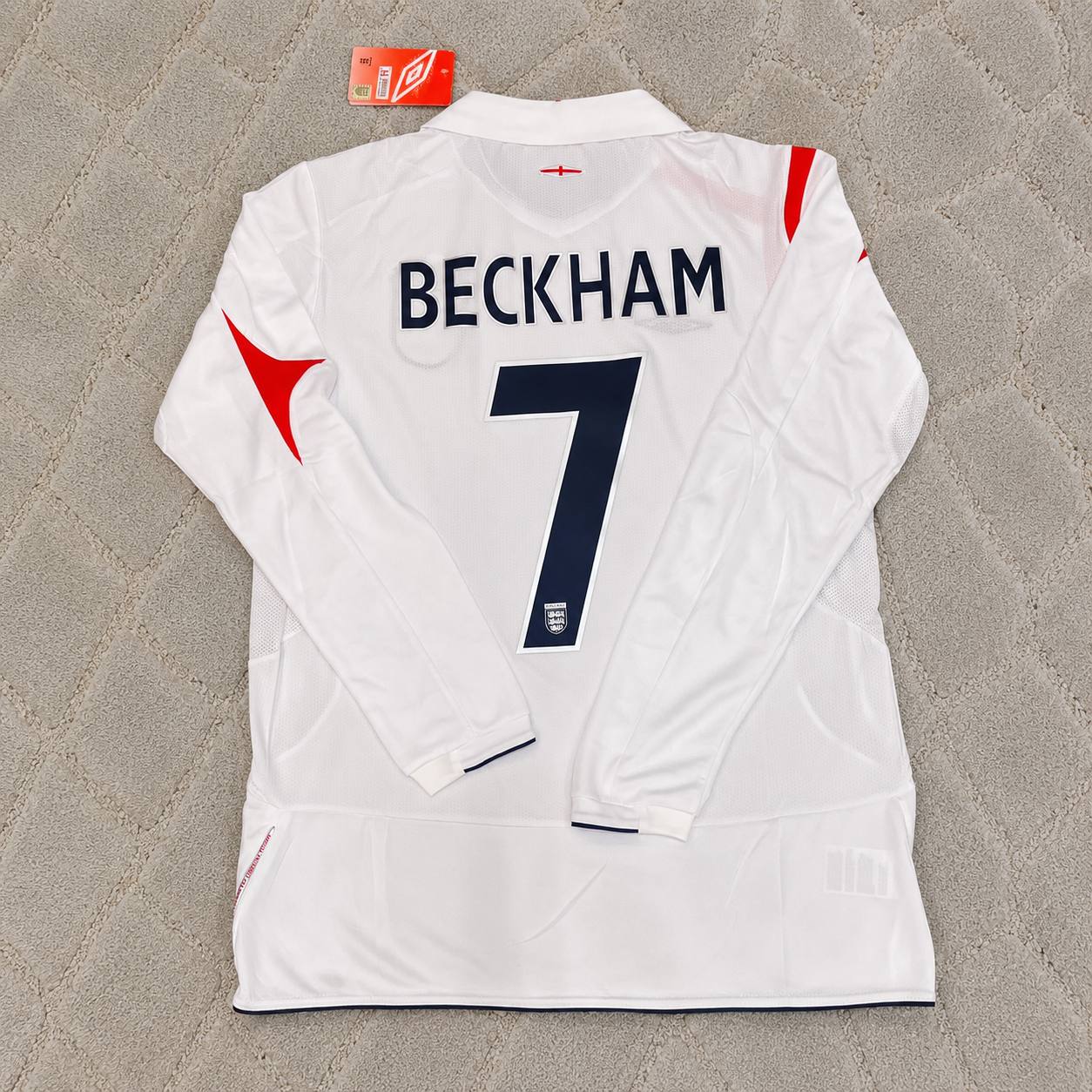 David Beckham #7 England World Cup 2006  Home Long Sleeve Retro Jersey