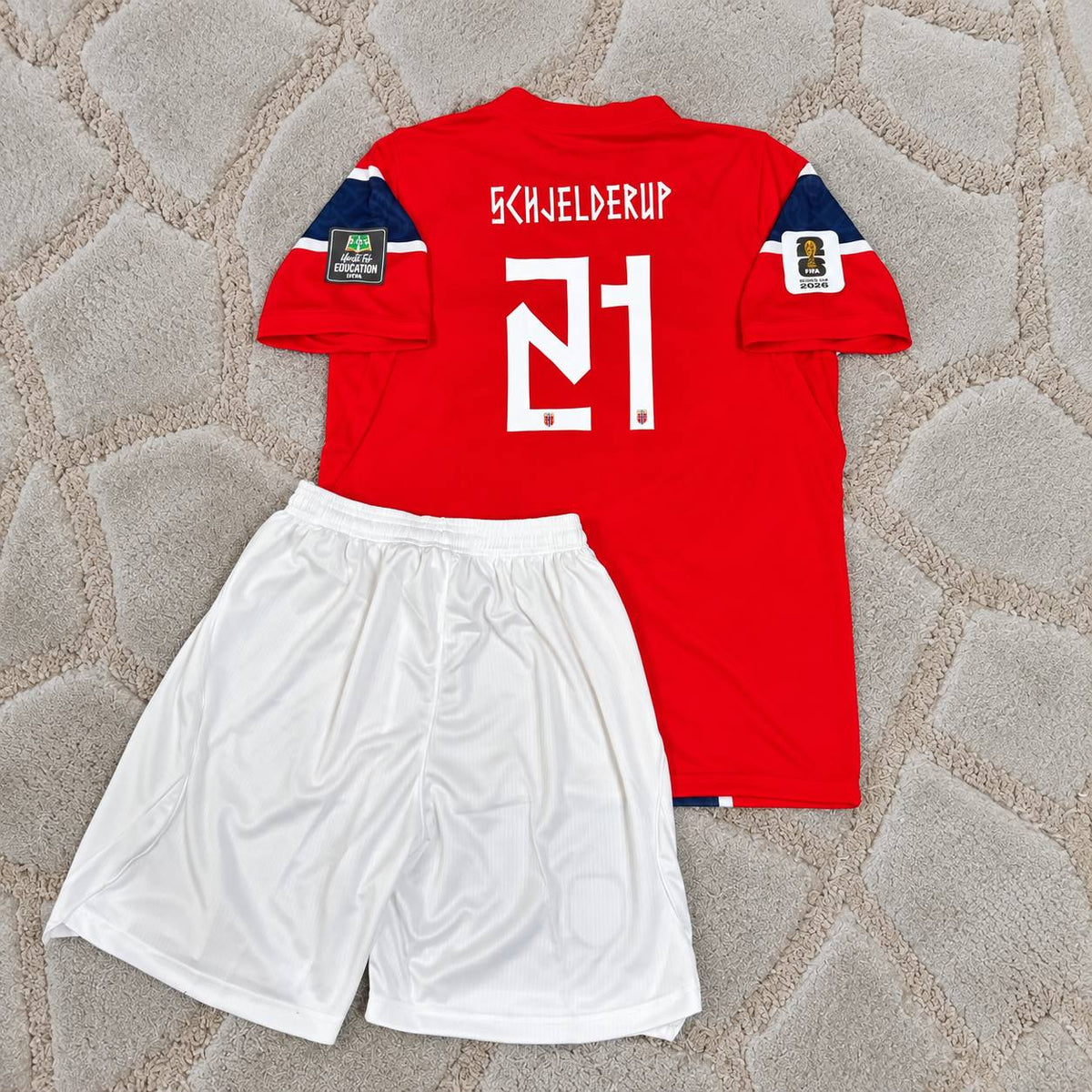 Andreas Schjelderup Norway 2026 World Cup Kids  Football Shirt - Jersey Kit