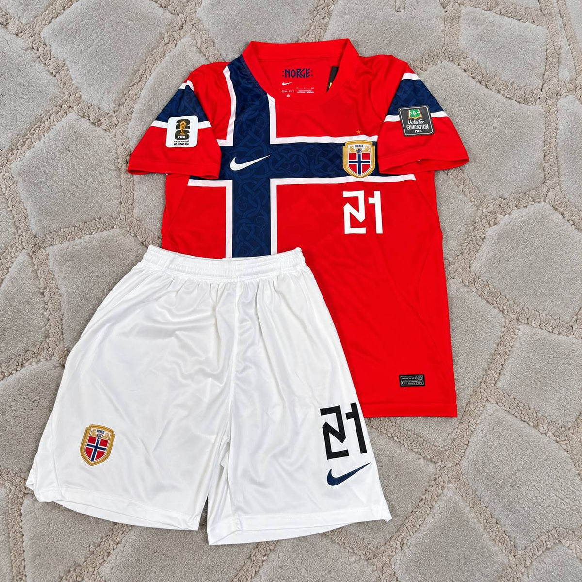 Andreas Schjelderup Norway 2026 World Cup Kids  Football Shirt - Jersey Kit