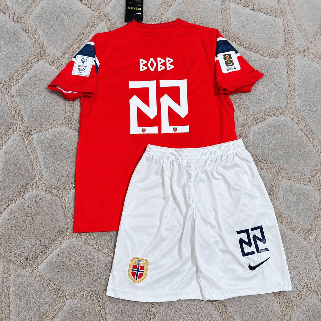Oscar Bobb Norway 2026 World Cup Kids Football Shirt - Jersey Kit