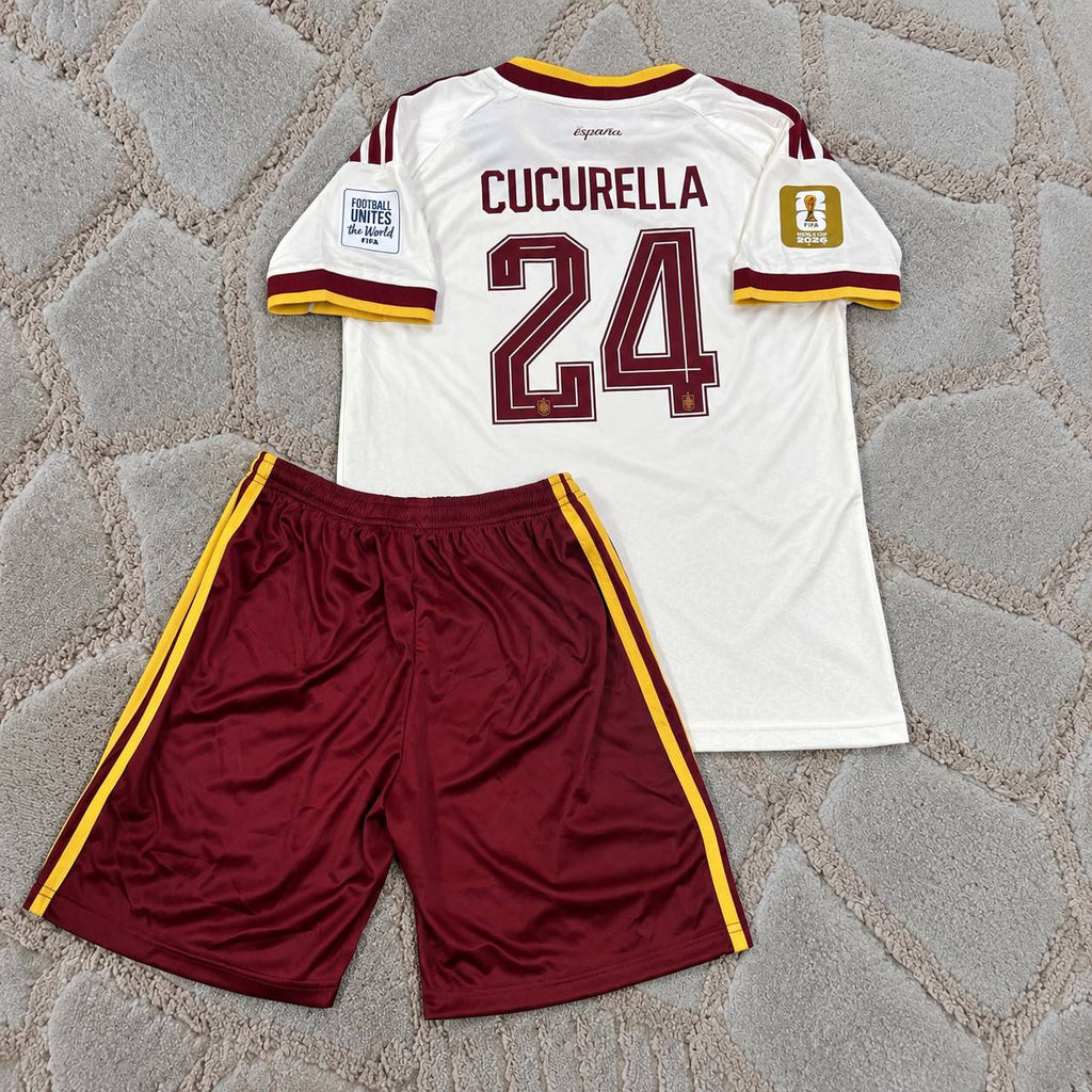 Marc Cucurella Spain 2026 World Cup Kids Football Jersey Kit - Trikot Maillot
