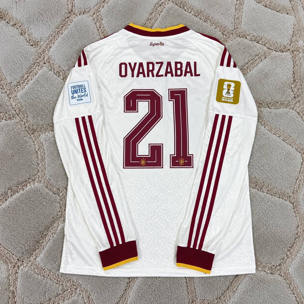 Mikel Oyarzabal #21 Spain 2026 World Cup Away Long Sleeve Football Shirt - Jersey Kit - Trikot Maillot