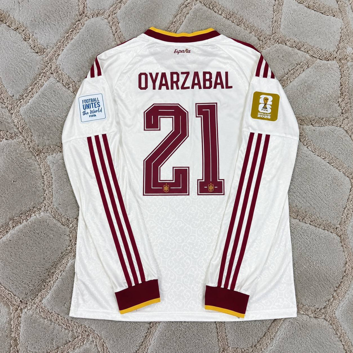 Mikel Oyarzabal #21 Spain 2026 World Cup Away Long Sleeve Football Shirt - Jersey Kit - Trikot Maillot