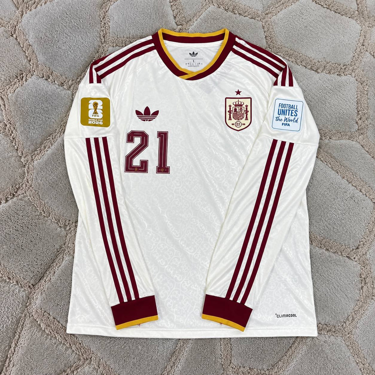 Mikel Oyarzabal #21 Spain 2026 World Cup Away Long Sleeve Football Shirt - Jersey Kit - Trikot Maillot
