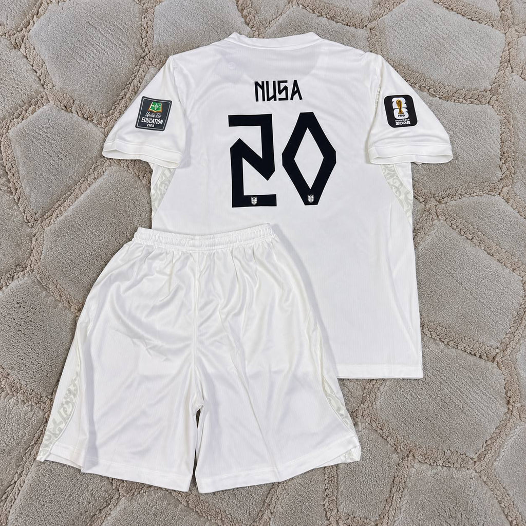 Antonio Nusa Norway 2026 World Cup Kids White Away Football Shirt - Jersey Kit