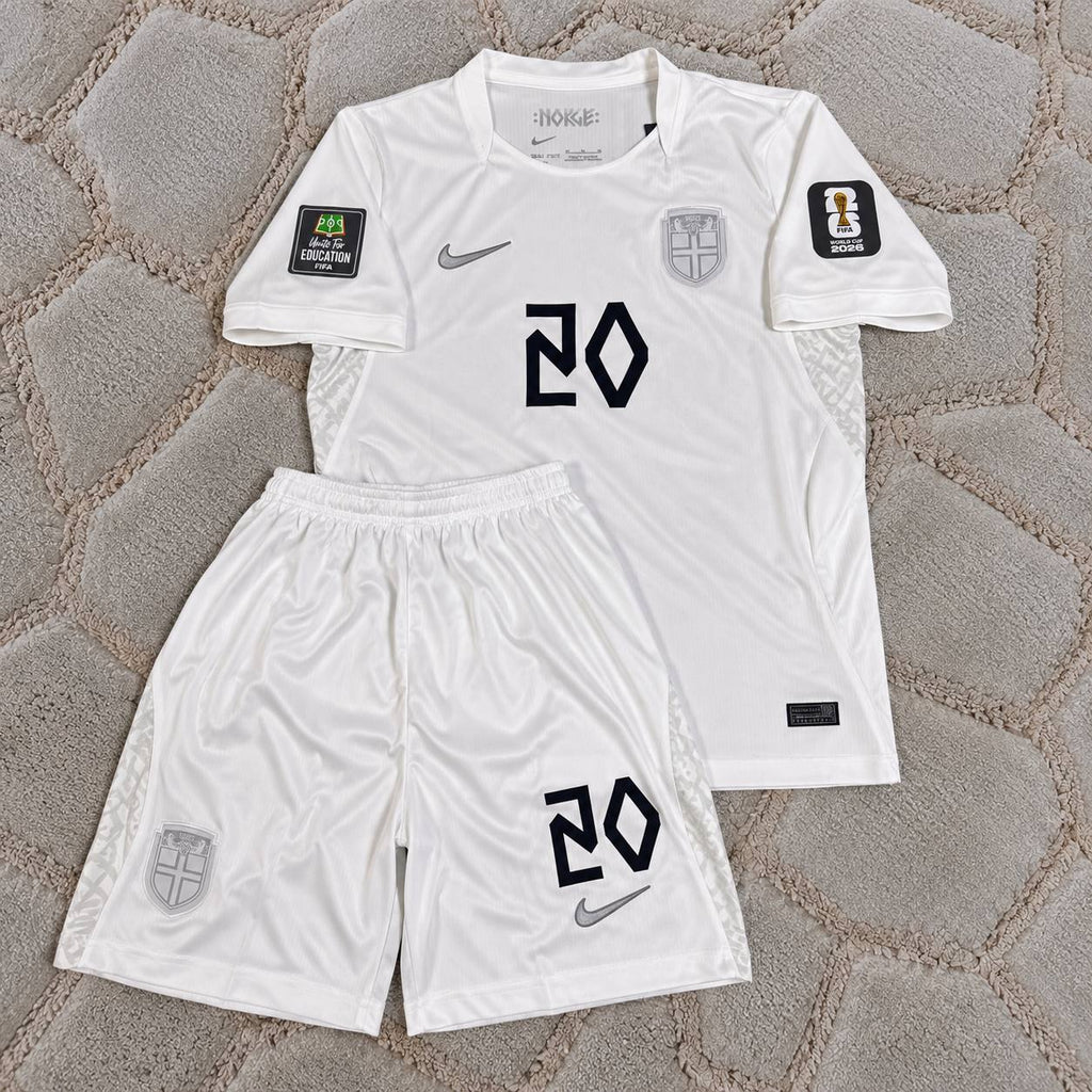 Antonio Nusa Norway 2026 World Cup Kids White Away Football Shirt - Jersey Kit