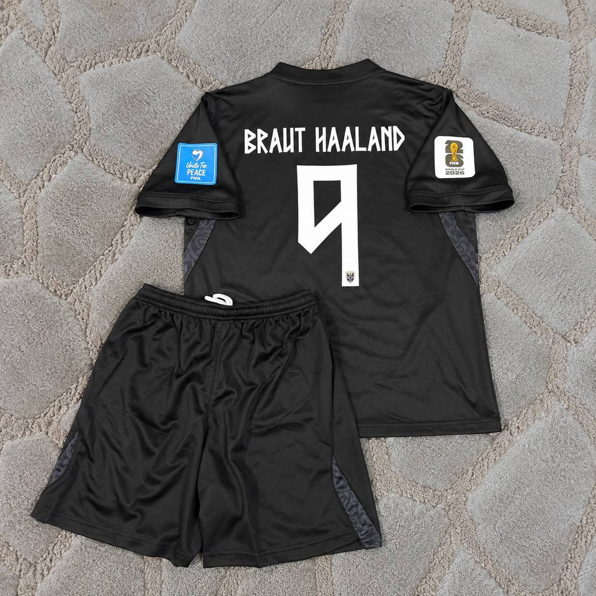 Erling Haaland #9 Norway 2026 World Cup Kids Away Black Football Shirt - jersey kit
