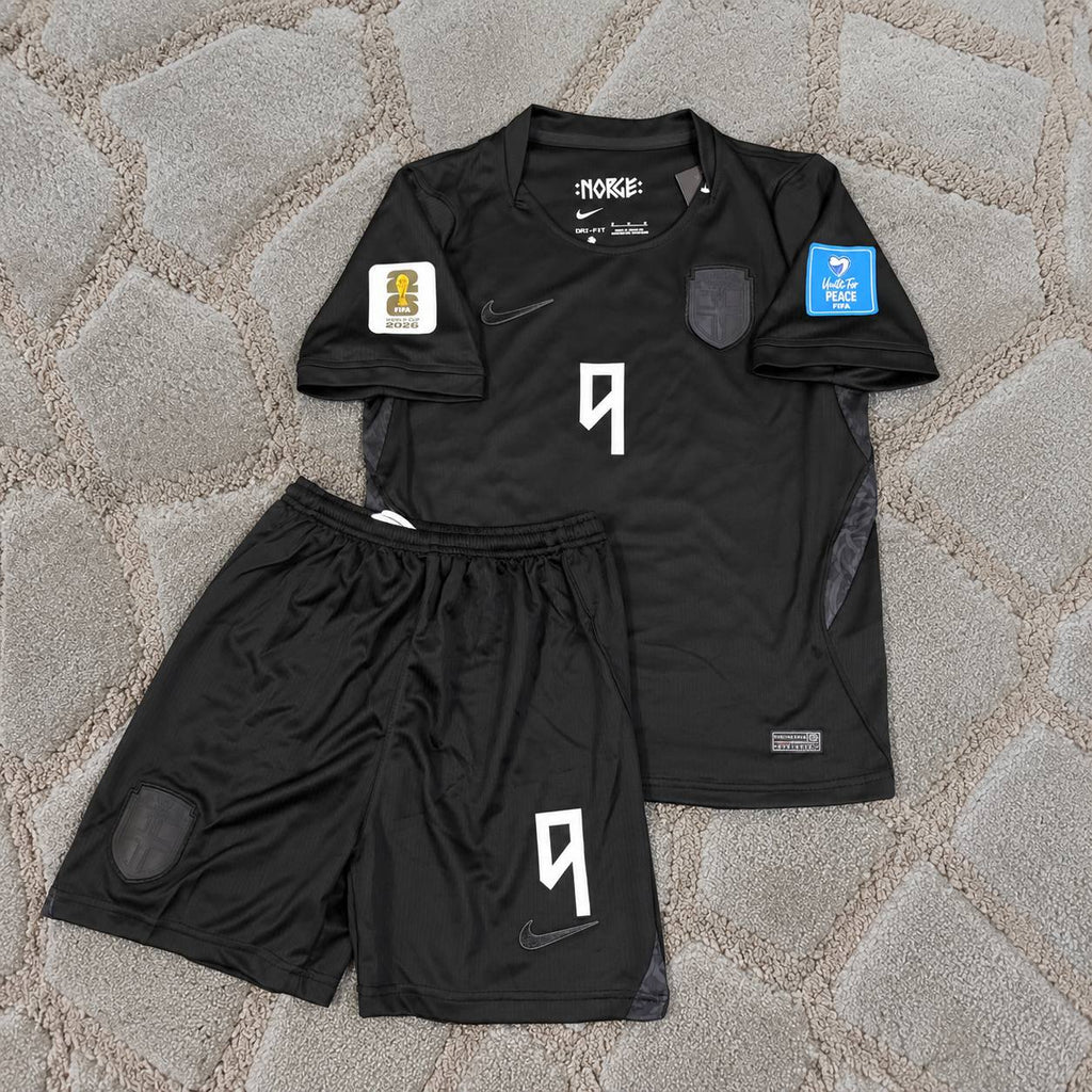 Erling Haaland #9 Norway 2026 World Cup Kids Away Black Football Shirt - jersey kit